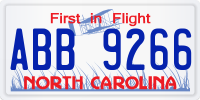 NC license plate ABB9266