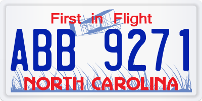 NC license plate ABB9271