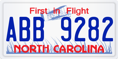 NC license plate ABB9282