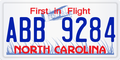 NC license plate ABB9284