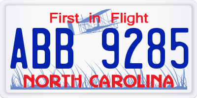 NC license plate ABB9285
