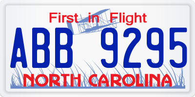 NC license plate ABB9295
