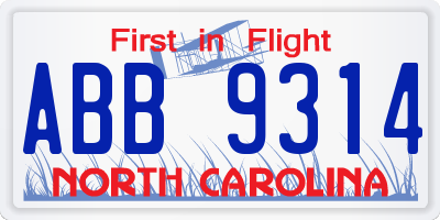 NC license plate ABB9314