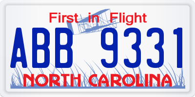 NC license plate ABB9331