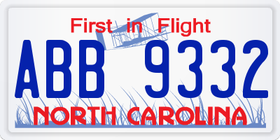 NC license plate ABB9332