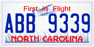 NC license plate ABB9339