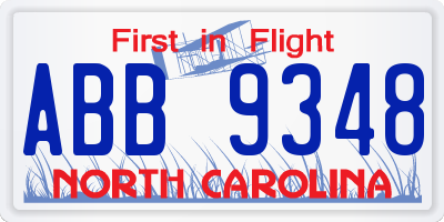 NC license plate ABB9348