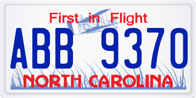 NC license plate ABB9370