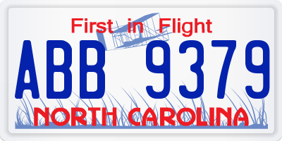 NC license plate ABB9379