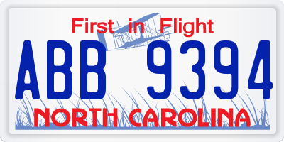 NC license plate ABB9394