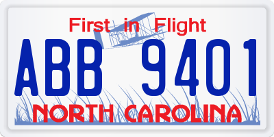 NC license plate ABB9401