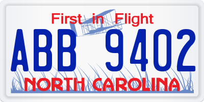 NC license plate ABB9402