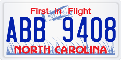 NC license plate ABB9408