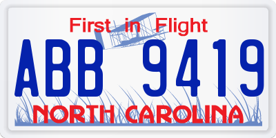 NC license plate ABB9419