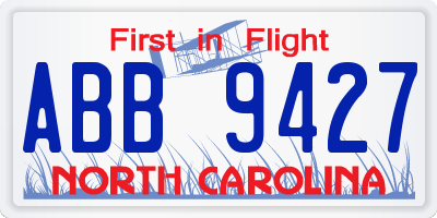 NC license plate ABB9427