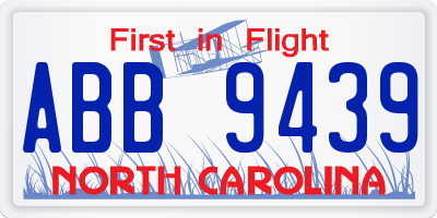 NC license plate ABB9439