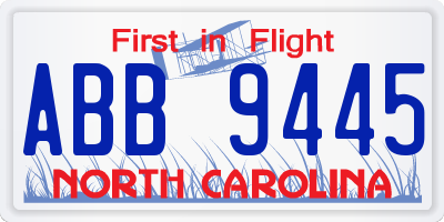 NC license plate ABB9445