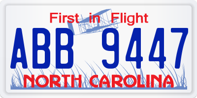 NC license plate ABB9447