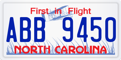 NC license plate ABB9450