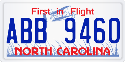 NC license plate ABB9460