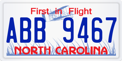 NC license plate ABB9467