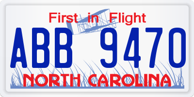 NC license plate ABB9470
