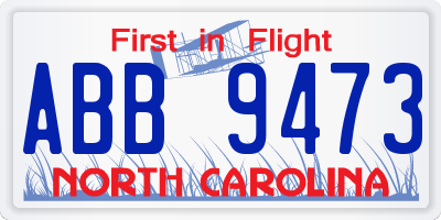 NC license plate ABB9473