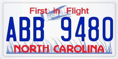 NC license plate ABB9480