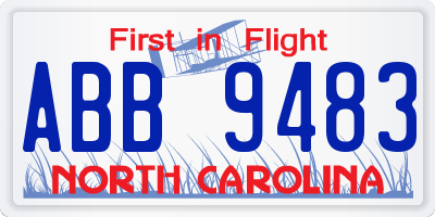 NC license plate ABB9483