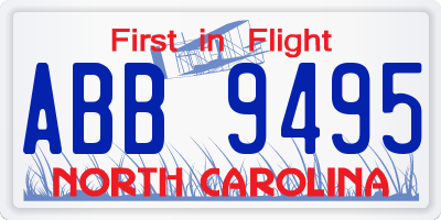 NC license plate ABB9495