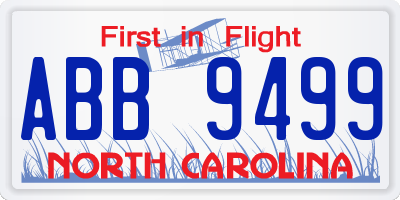 NC license plate ABB9499