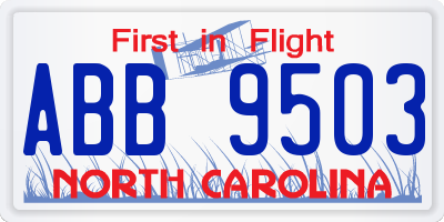 NC license plate ABB9503