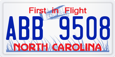 NC license plate ABB9508