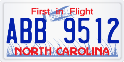 NC license plate ABB9512