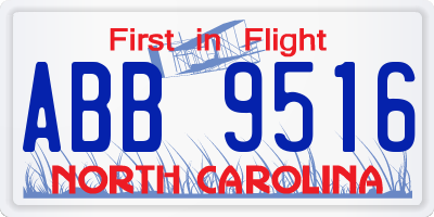 NC license plate ABB9516