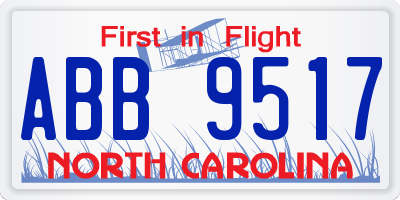 NC license plate ABB9517