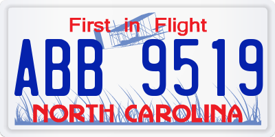 NC license plate ABB9519