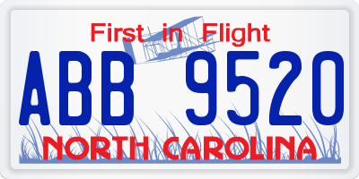 NC license plate ABB9520