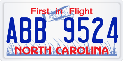 NC license plate ABB9524