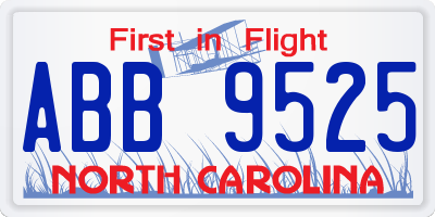 NC license plate ABB9525