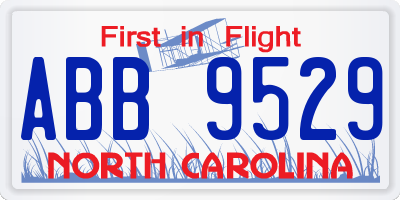 NC license plate ABB9529