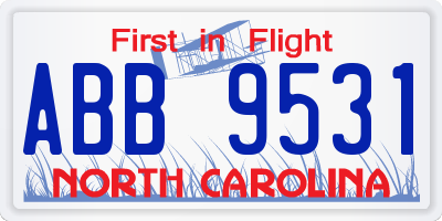 NC license plate ABB9531