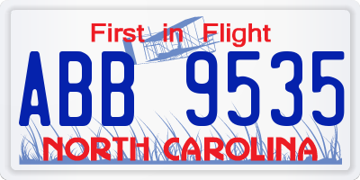 NC license plate ABB9535
