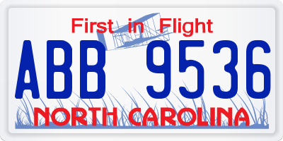 NC license plate ABB9536