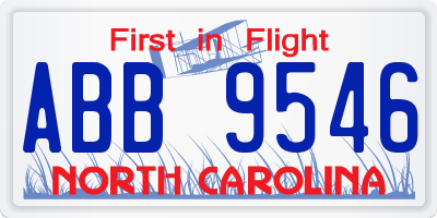 NC license plate ABB9546