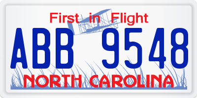 NC license plate ABB9548