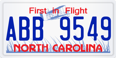 NC license plate ABB9549