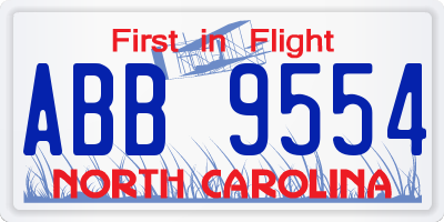 NC license plate ABB9554