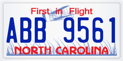 NC license plate ABB9561