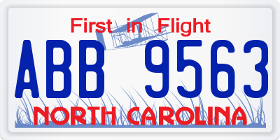 NC license plate ABB9563
